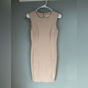Calvin Klein Womens Pink Lined Sleeveless Round Neck Midi Sheath Dress Size 2